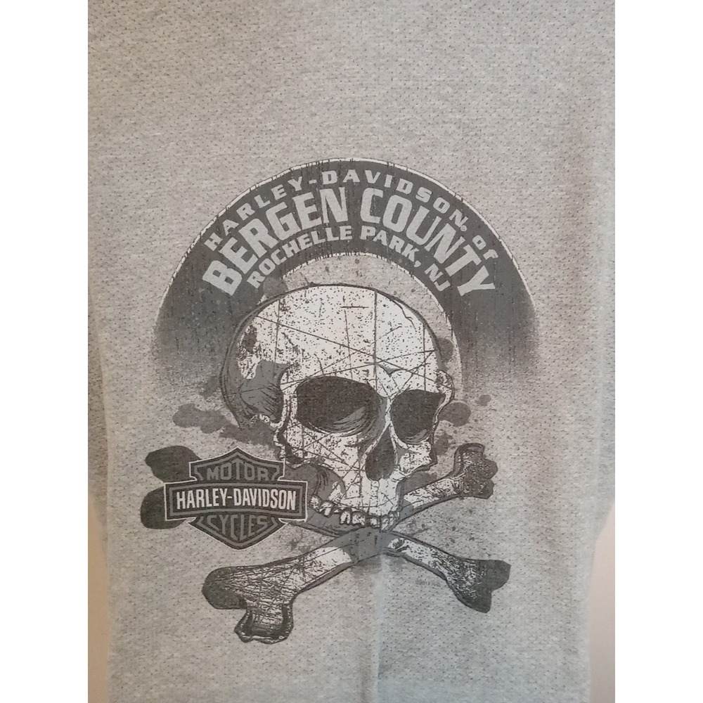 harley davidson Bergen County Rochelle Park NJ  Grey Waffle Knit Tshirt‎ Size M